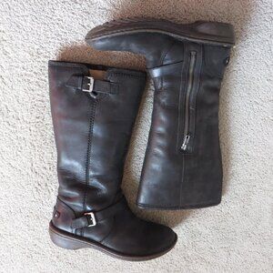 UGG Womens Riding Tupelo Boots Size 7 Black Leather Winter Fur #1003335
